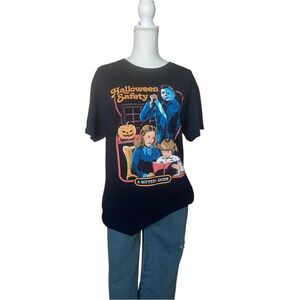Gildan Black “Michael Myers Halloween Safety” Graphic Tee Size Large Unisex
